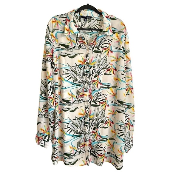 Chadwicks Women’s Floral Print Long Sleeve Semi-Sheer Tunic Blouse XL Tall - Picture 1 of 10